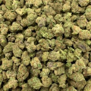Lemon Cake THCa Flower buds with bright green and yellow hues, covered in frosty trichomes.